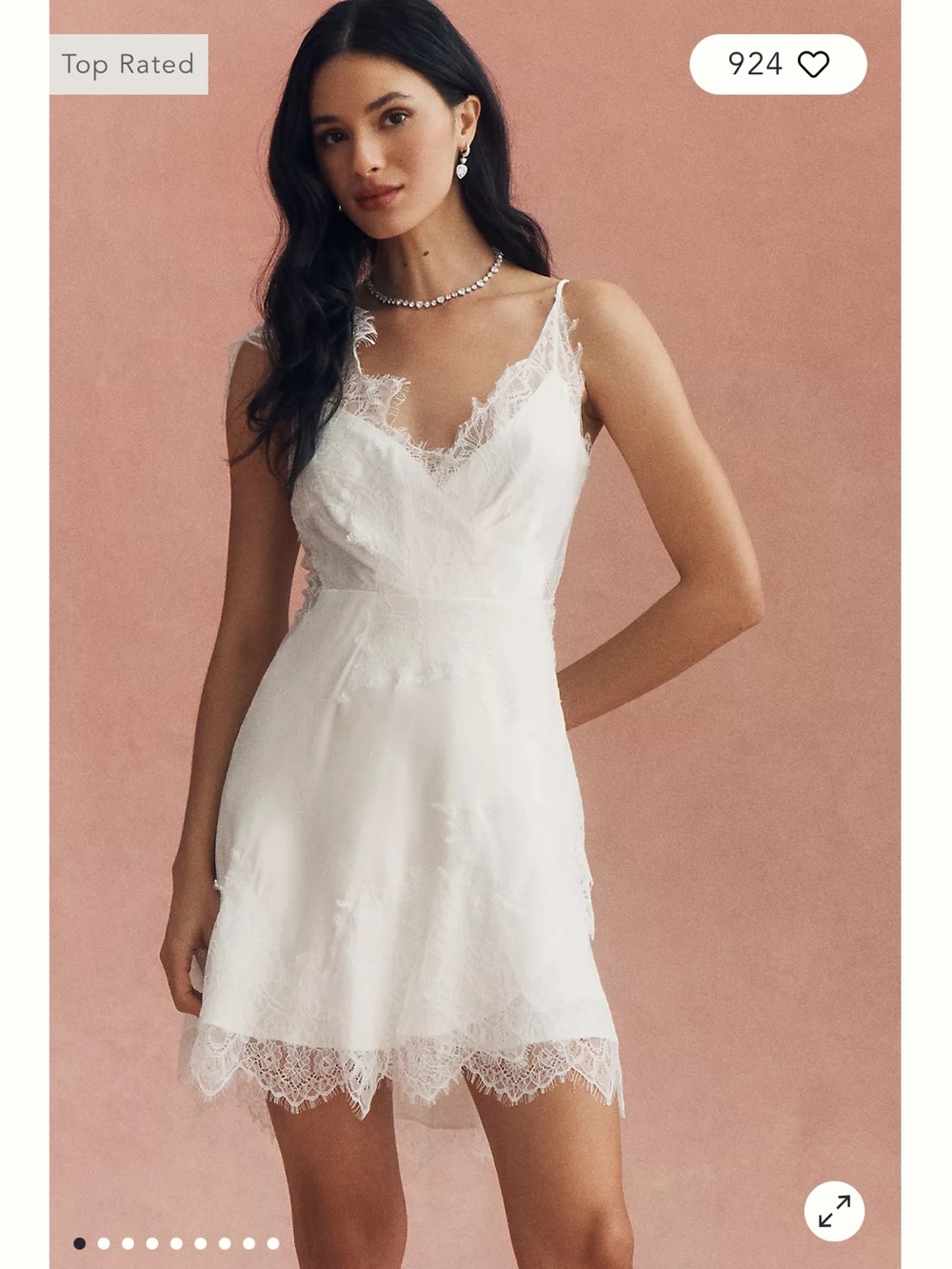 BHLDN White Lace V-Neck Slip Gown